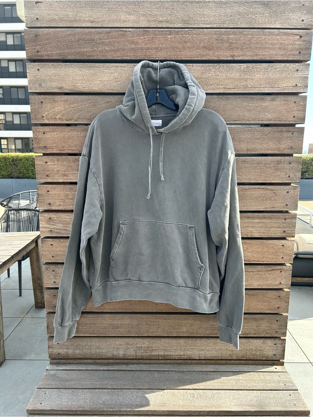 John Elliott Washed Gray Pullover Hoodie
